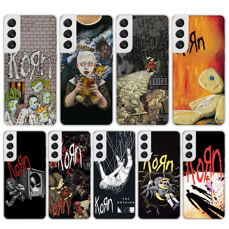 K-Korn Rock Band Funda de teléfono con llamada de silicona para Samsung Galaxy S23 S24 S25 Ultra S21 Plus S20 FE S22 S10 + Funda de borde