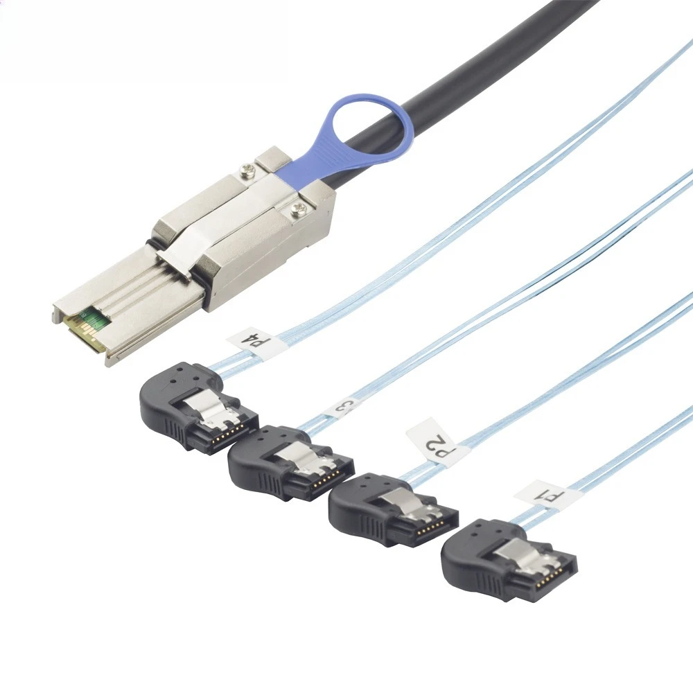 MINI SAS SFF-8088 a 4 SATA 7P servidor hembra doblado a la izquierda conversión superpuesta longitud del Cable de alta velocidad opcional 0,5 M 1M 2M 3M - imagen 2