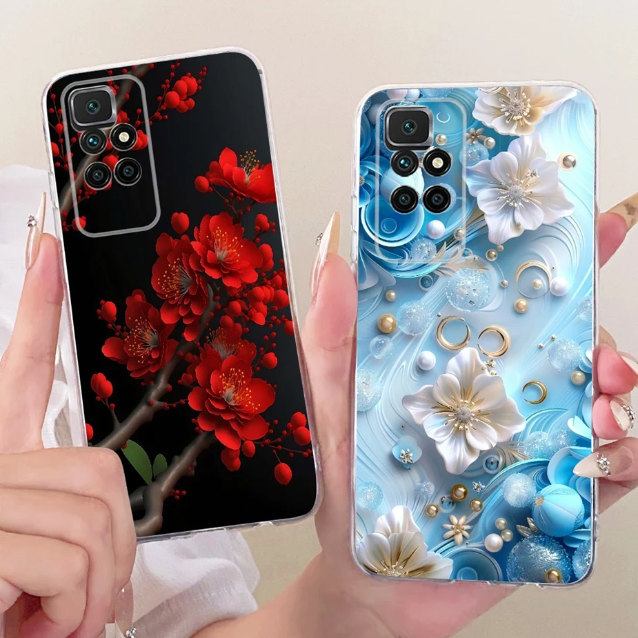 Para Xiaomi Redmi 10 2022, funda de lujo con lazo y flores pintadas, funda de teléfono suave y delgada para Xiaomi Redmi 10 Prime Redmi10 2022 - imagen 4
