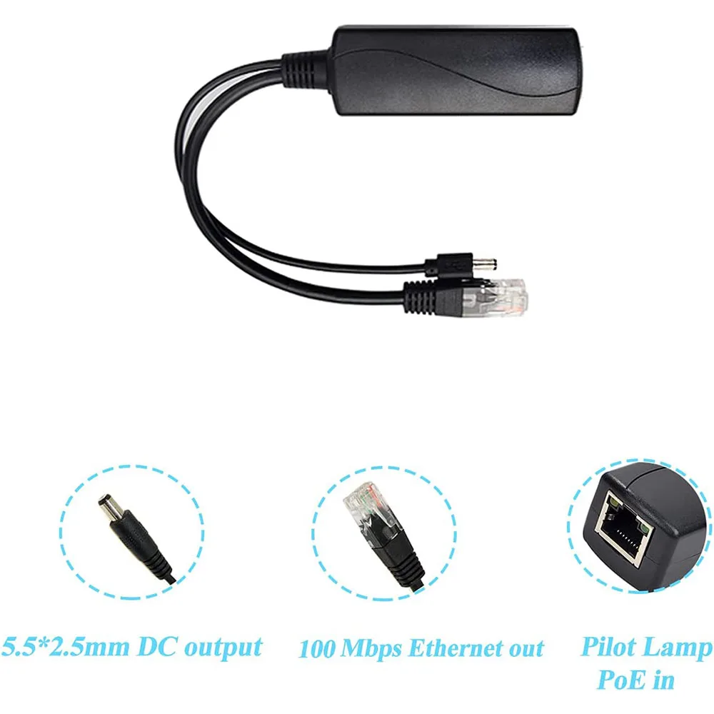 Adaptador de conectores POE de 48V a 12V, Cable divisor, fuente de alimentación del inyector para Huawei para Hikvision - imagen 3
