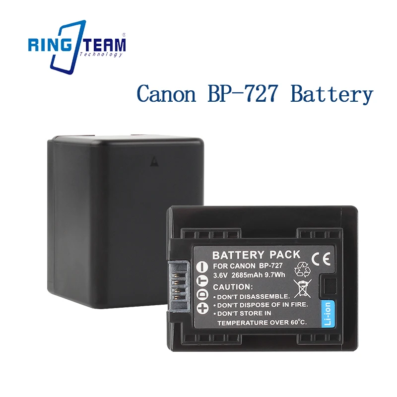 Batería de repuesto confiable BP-727: sin efecto de memoria para videocámaras Canon Vixia HF R40 R60 - imagen 2