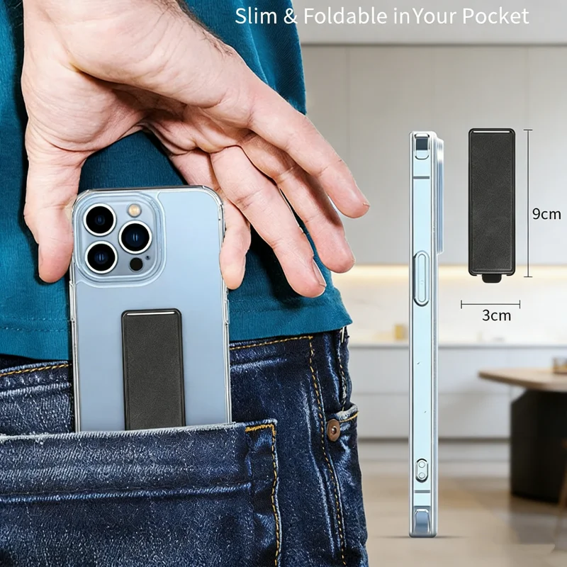 Correa de cuero para teléfono móvil, soporte de Metal para teléfono móvil, soporte telescópico autoadhesivo para la mayoría de los teléfonos inteligentes - imagen 5