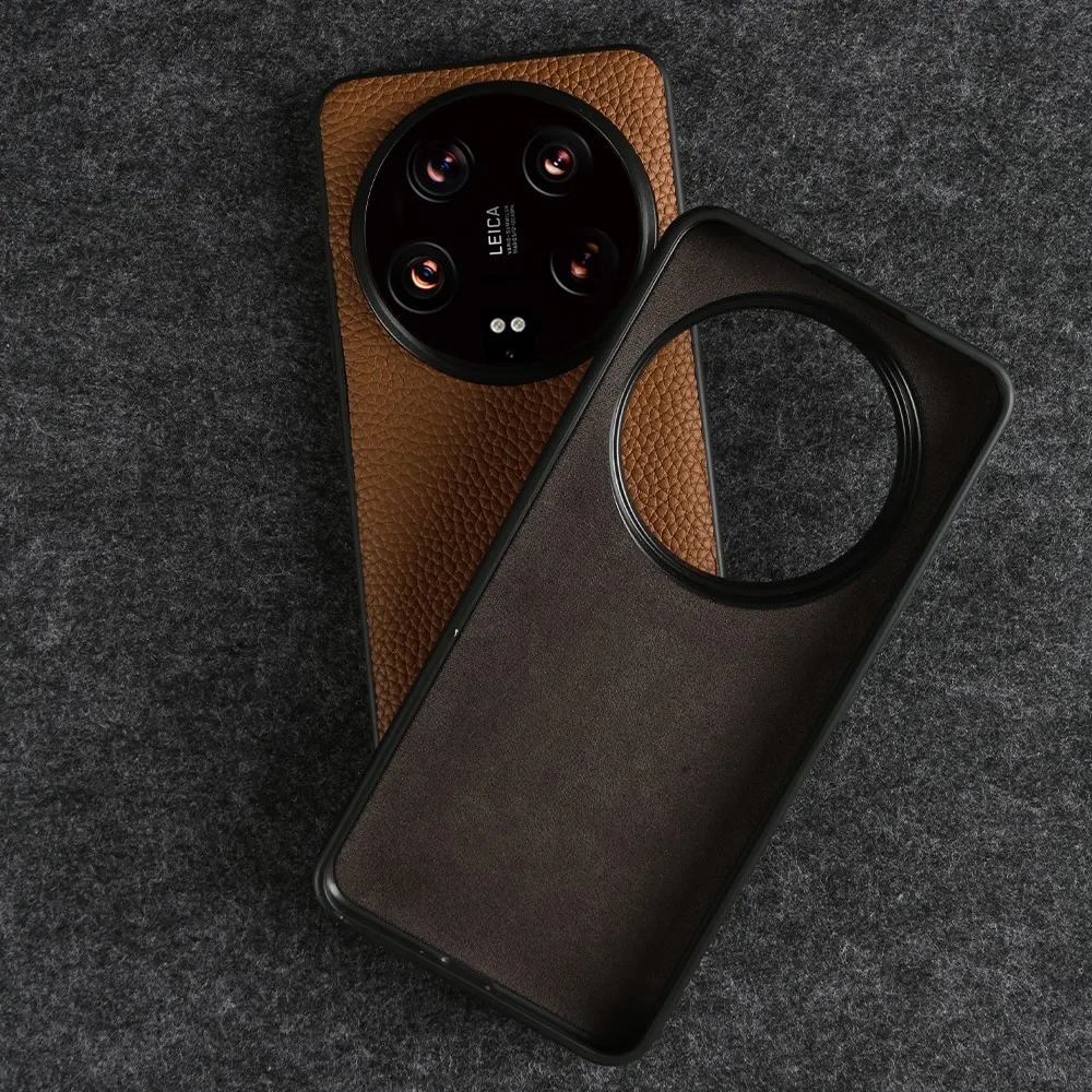 NZN Funda de cuero genuino duradera para Xiaomi 15 Ultra funda completa envuelta patrón de Litchi Mi 13T 12Pro 12X 12TPro 14 fundas de teléfono - imagen 5