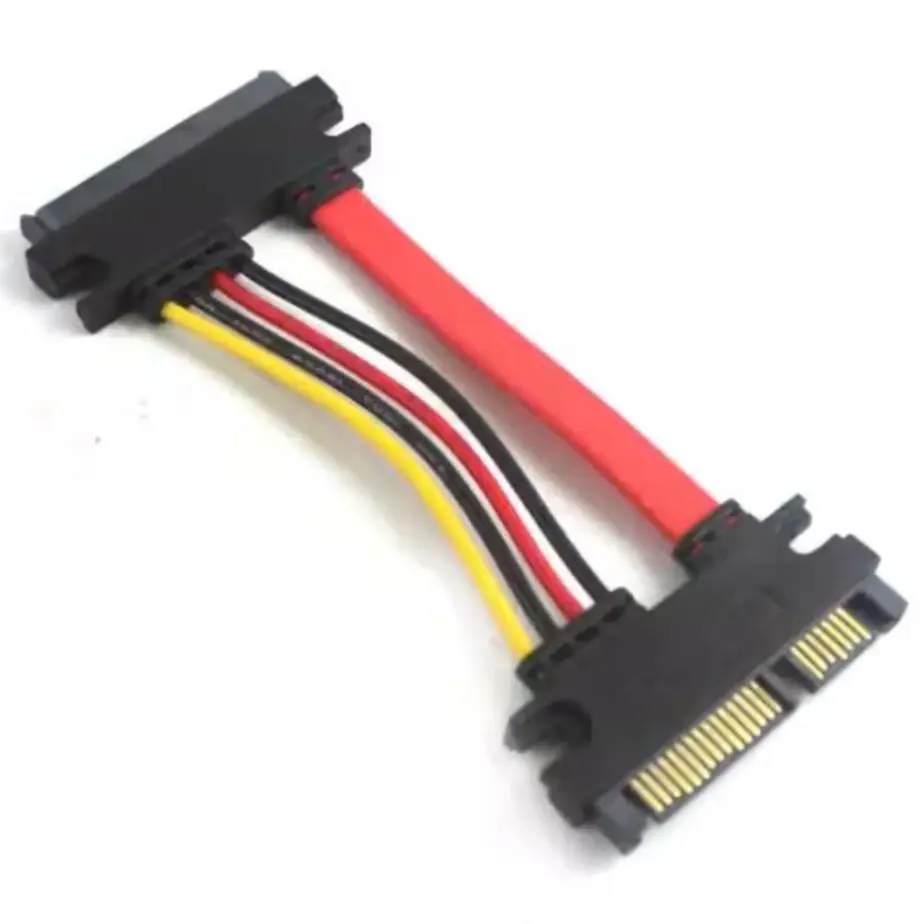 SATA 22 pines macho a hembra extensión Sata Cable corto SATA 3 III 22 pines macho a hembra 7 + 15 pines SATA alimentación de datos frío 0,1 m 0,3 m