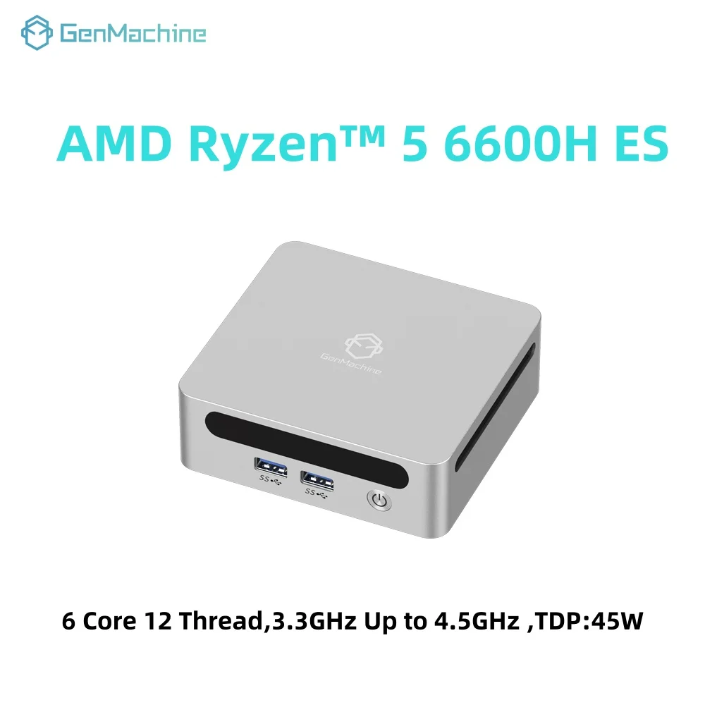 Genmachine AMD R5 6600H ES nuevo Mini PC Windows 11 WiFi 6 PC para juegos DDR5 4800MHz 4,2 GHz CPU M.2 SSD pantalla ordenador soporte 4K - imagen 2
