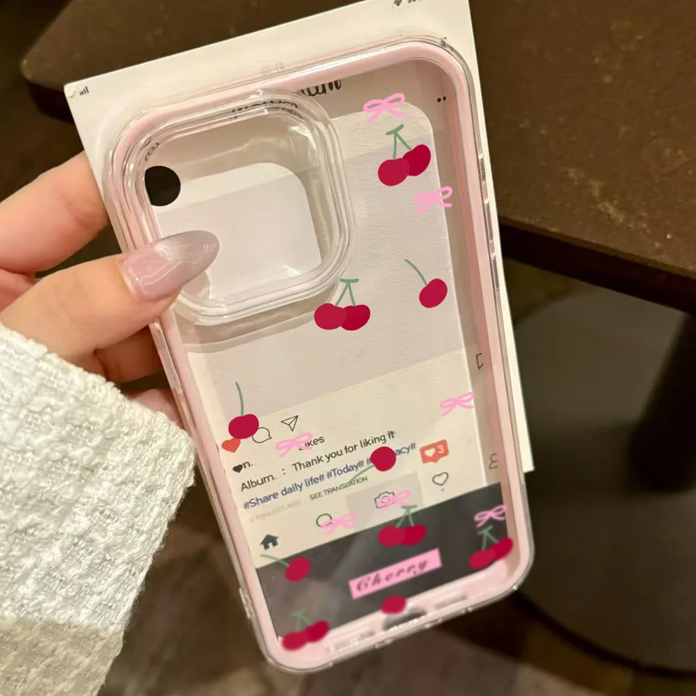 Funda de teléfono 2 en 1 de Color caramelo cereza para iPhone 17 16 Pro Max 13 11 15 14 12 17 Air 17promax Funda transparente de TPU suave