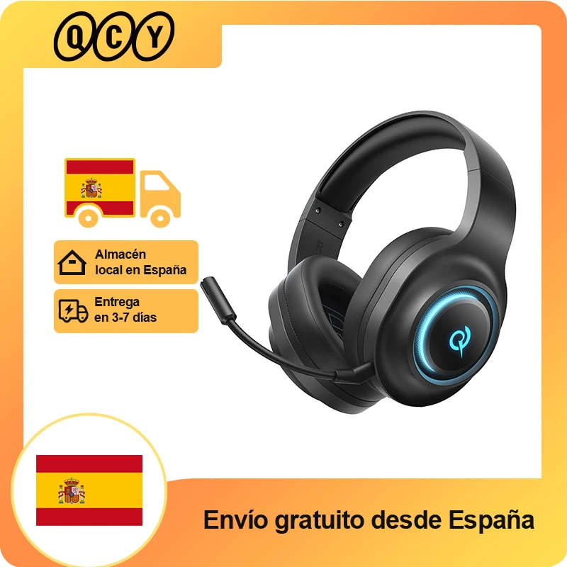 Envío desde ES/PL auriculares sobre la oreja Bluetooth 6,0 QCY V200 auriculares inalámbricos trimodos 7,1 sonido envolvente auriculares RGB para juegos - imagen 2