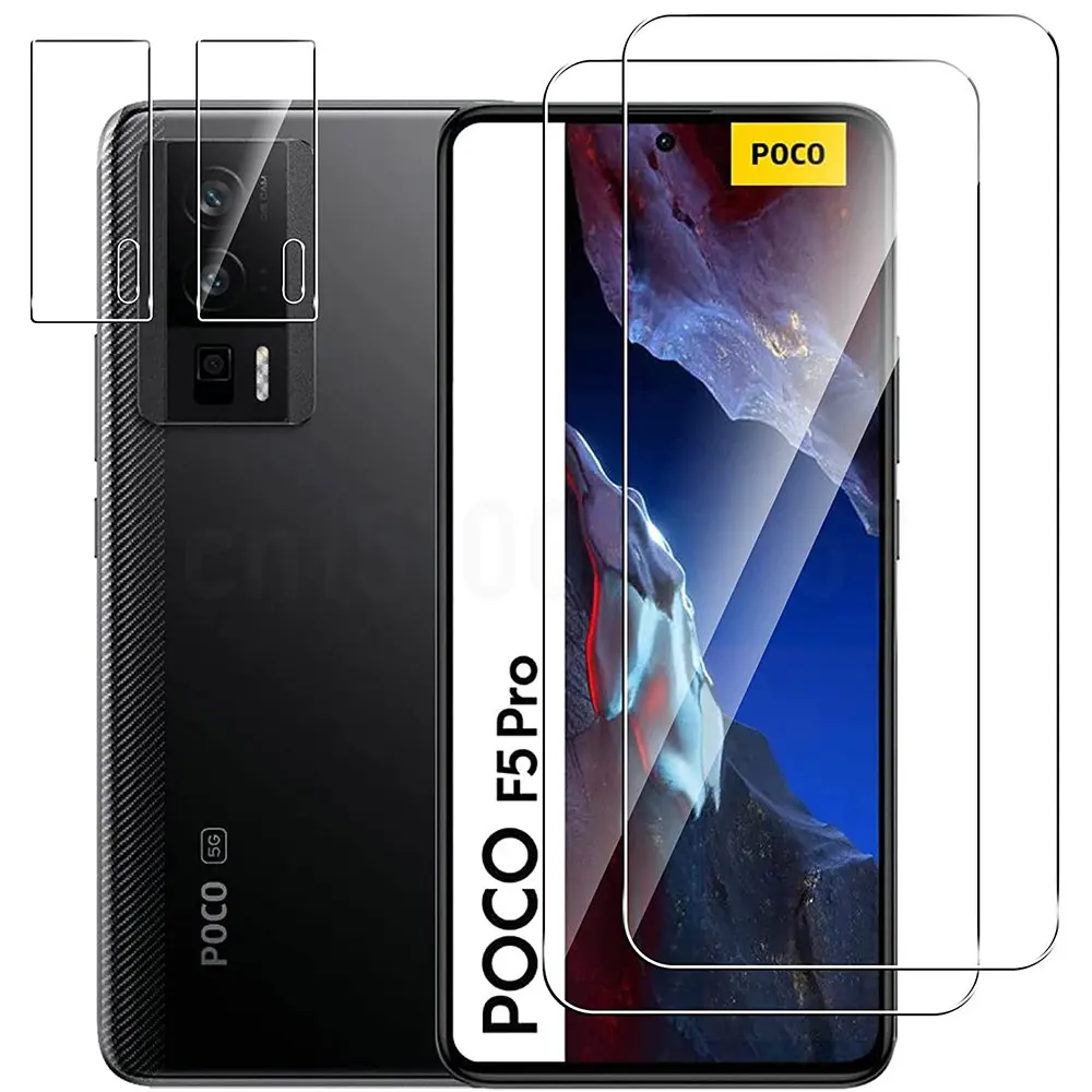 Vidrio templado 2.5D 9H para POCO F5 Pro Protector de pantalla película de lente de cámara para Xiaomi POCOF5 F5Pro