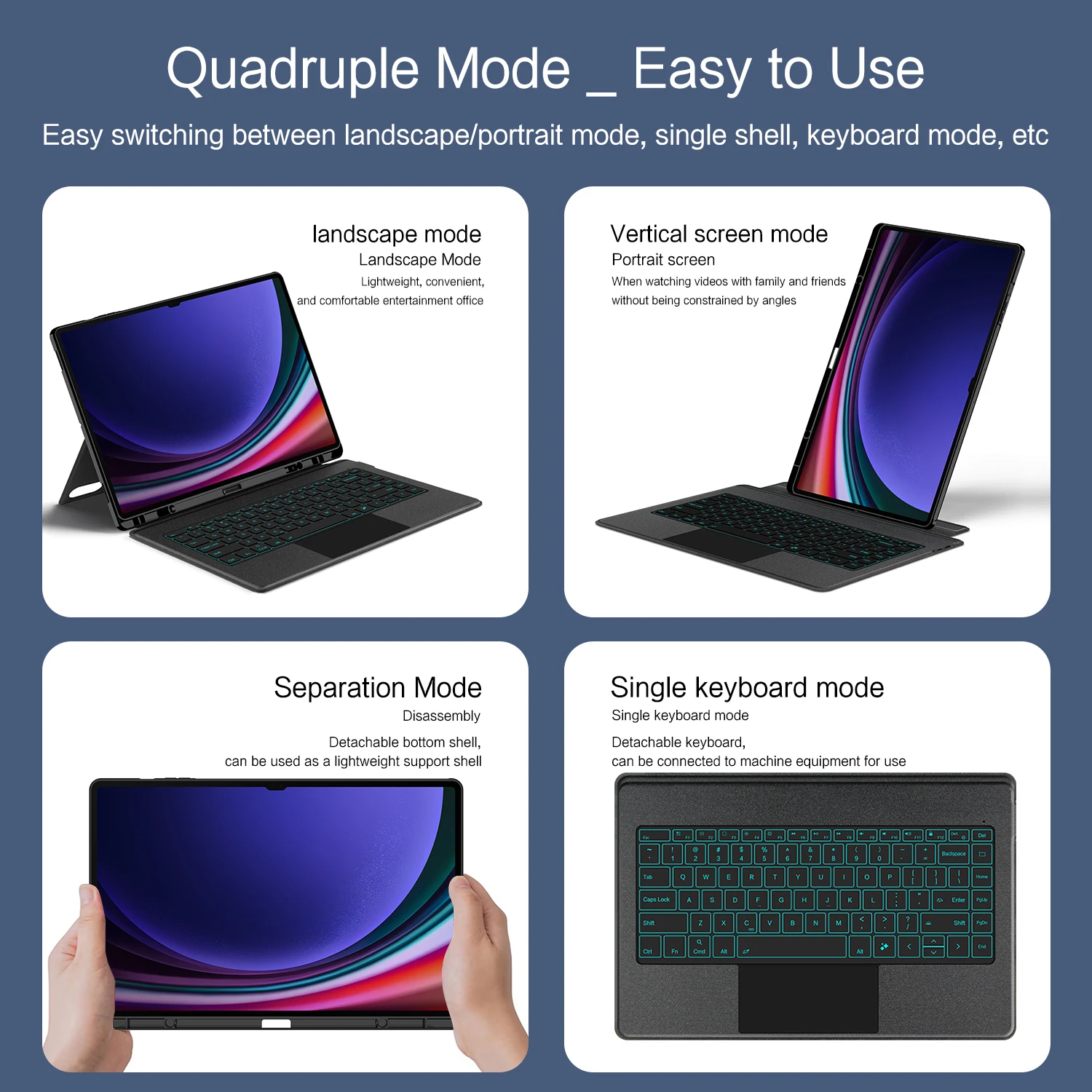 Funda de teclado retroiluminada con TrackPad para Samsung Galaxy Tab S9 Ultra 14,6 "funda para Tab S10 Ultra 5G 14,6" funda de teclado mágico - imagen 3