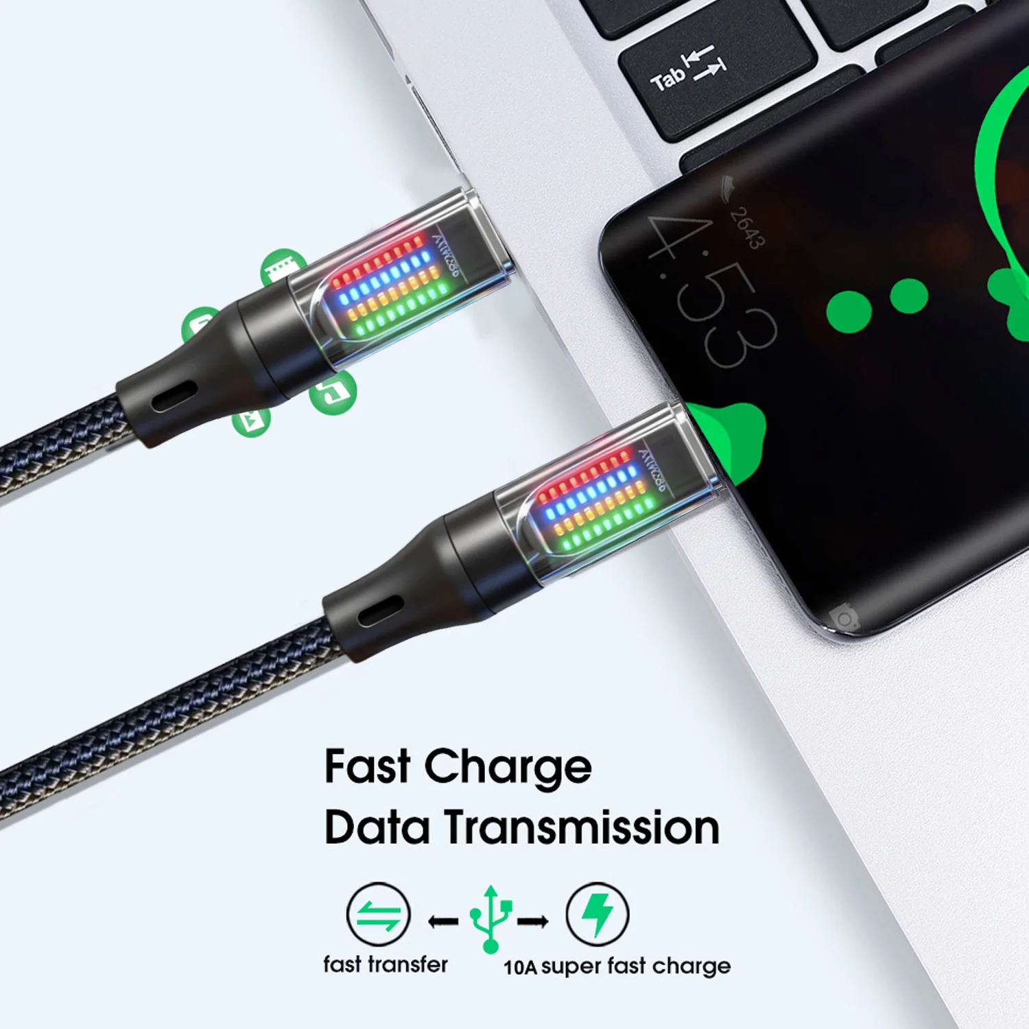 Cable de carga rápida USB A a tipo C para Huuawei Xiaomi Samsung Universal teléfono tableta portátil Cable de datos doble USB C línea - imagen 5