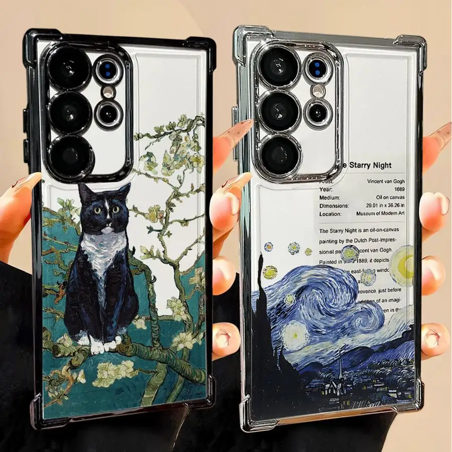 Funda artística de Van Gogh para Samsung Galaxy S22 Ultra S25 Edge S23 S21 Plus S24 S20 FE, funda transparente