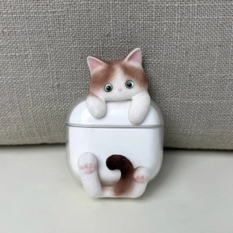 Funda para auriculares de gato de felpa transparente para AirPods Pro2 AirPods 4, accesorios de juego ergonómicos con Bluetooth, bonita funda para auriculares inalámbrica - imagen 5