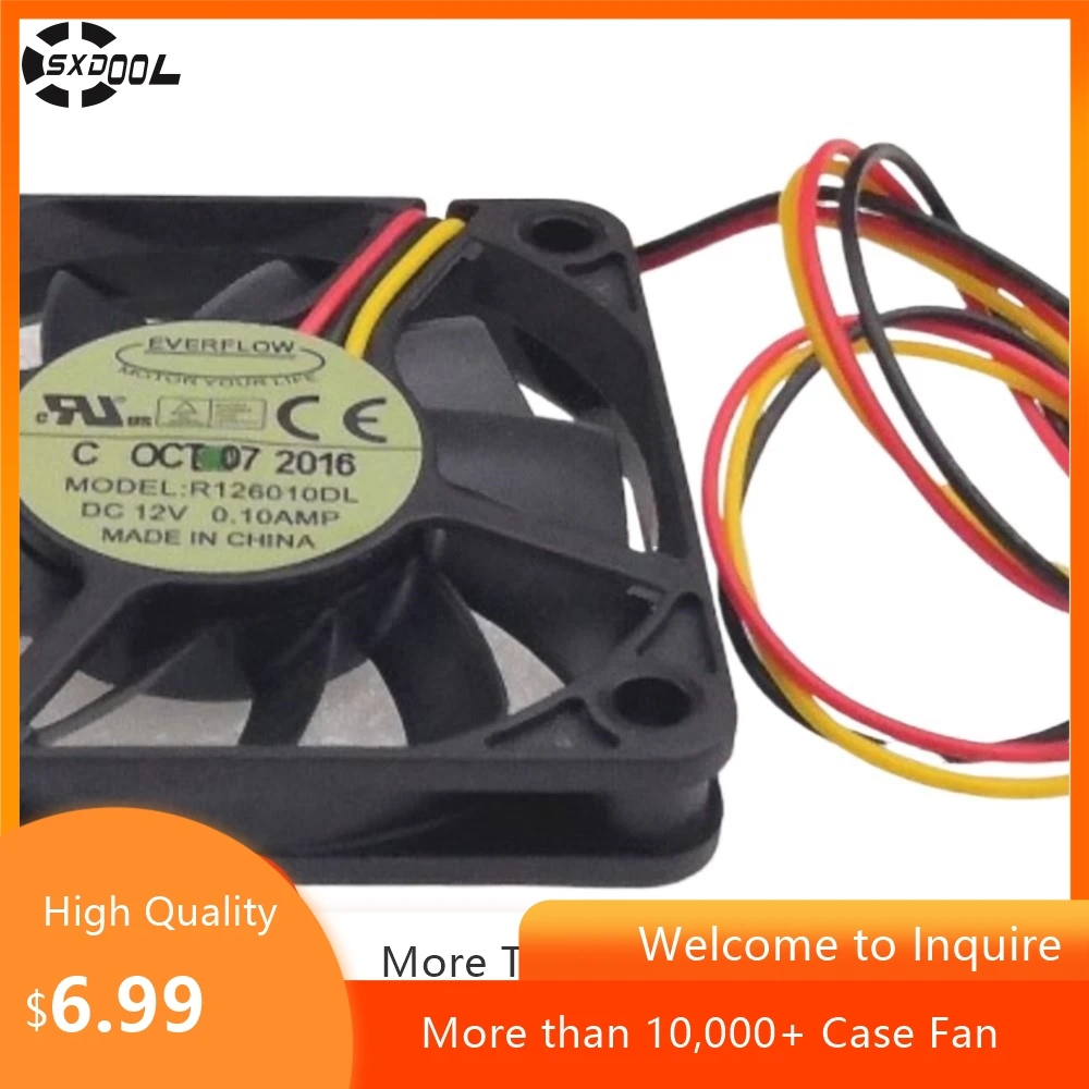 Ventilador Axial de 60 mm para Everflow R 126010 DL 60 mm x 10 mm Ultrafino 12 V Ventilador de enfriamiento de 3 cables para GPU, enrutador, electrónica - imagen 2