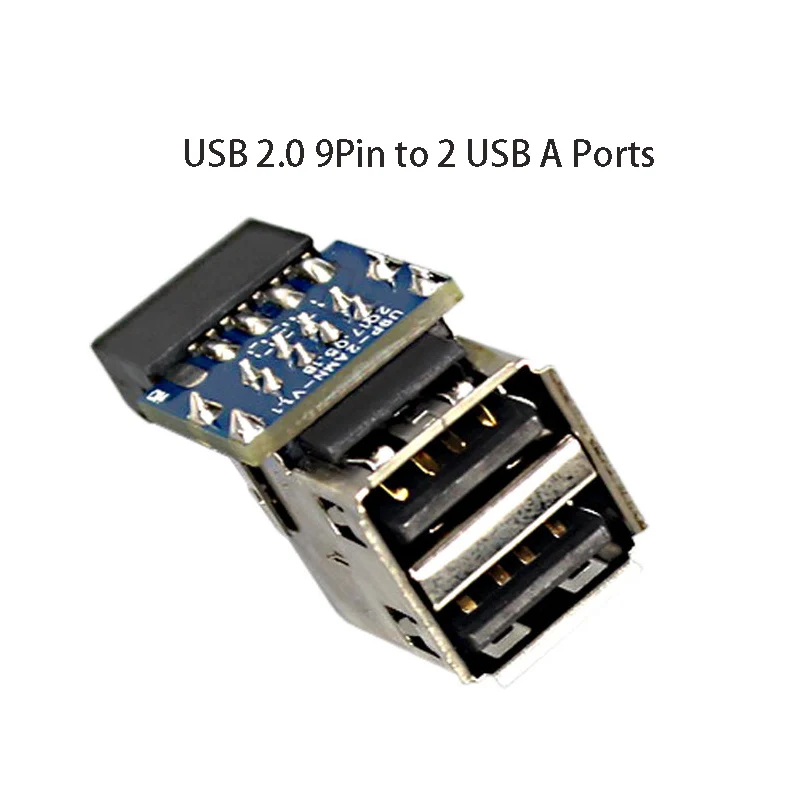 Adaptador convertidor USB2.0 de 9 pines, 10 pines a puerto A, estilo PH29 para PC de escritorio, placa base de ordenador, adaptador Dongle de llave USB incorporado - imagen 4