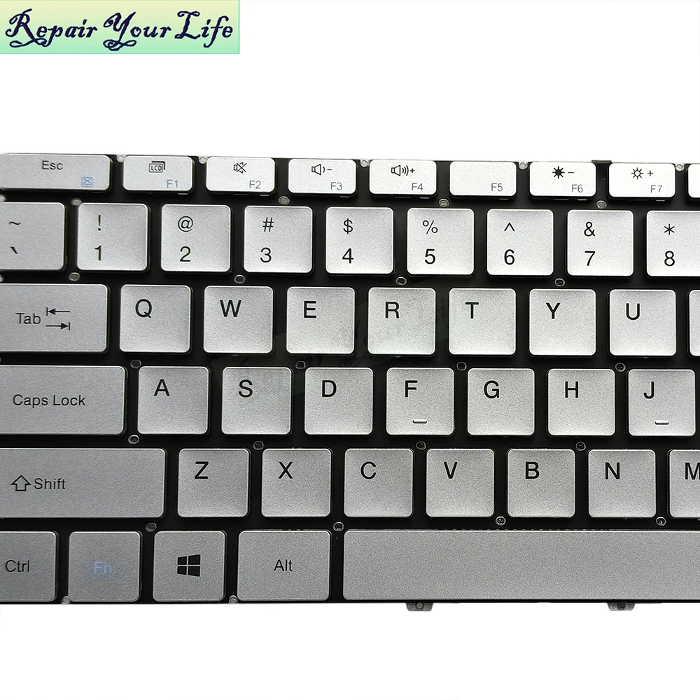 Teclado Inglés de EE. UU. para Teclast Ultrabook F15S Plus BMAX X15 Notebook Teclado teclados de repuesto teclas plateadas sin retroiluminación - imagen 3