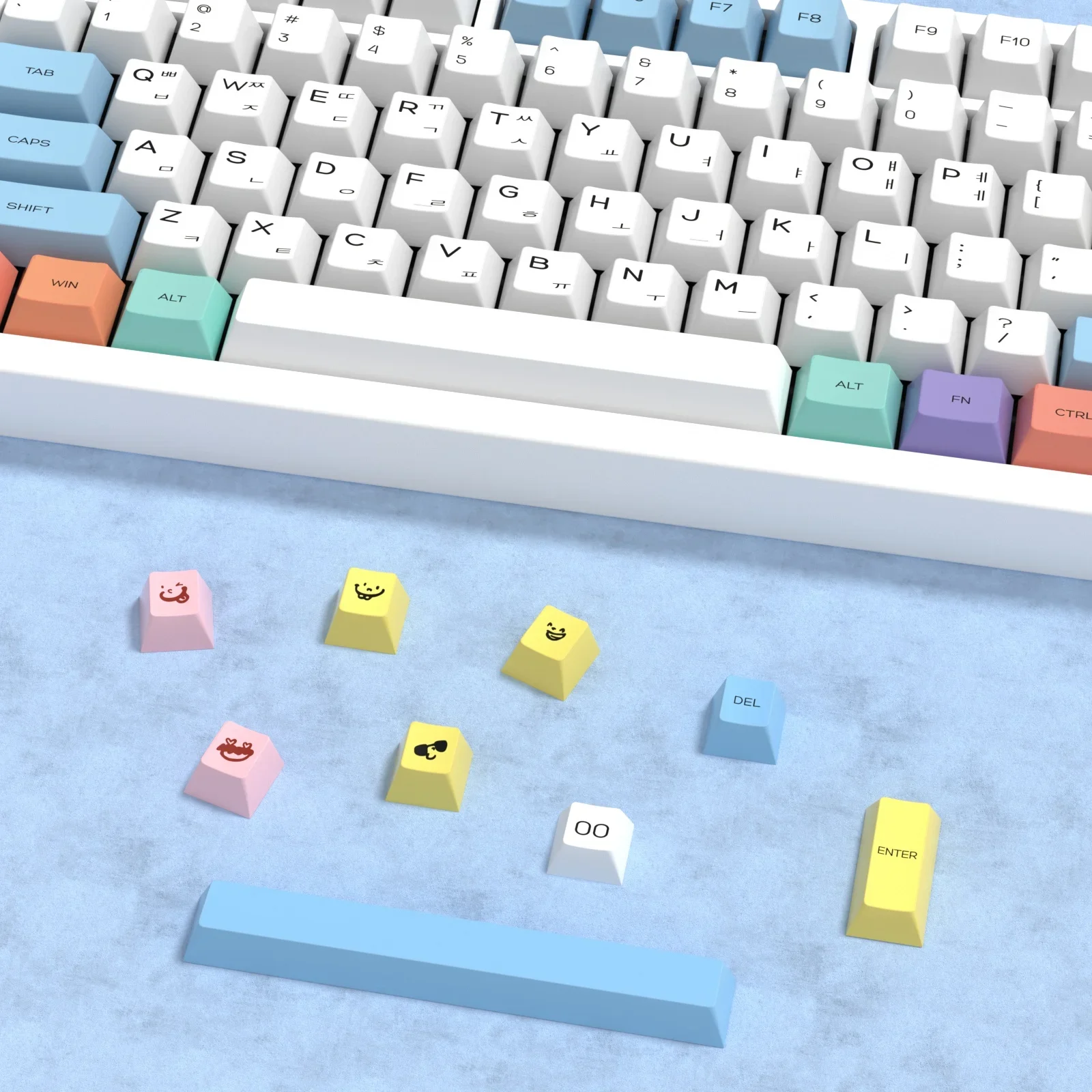 KBDiy-teclas de tiza Pastel para teclado mecánico, teclas PBT coreanas de perfil de cereza, ISO MX Switch, tapa de 144 teclas para aula F87 F108 F99 Pro ACE60 ACE68 RAINY75 AK74 gx87 crush80 raven68 mad 60he ak820 pro