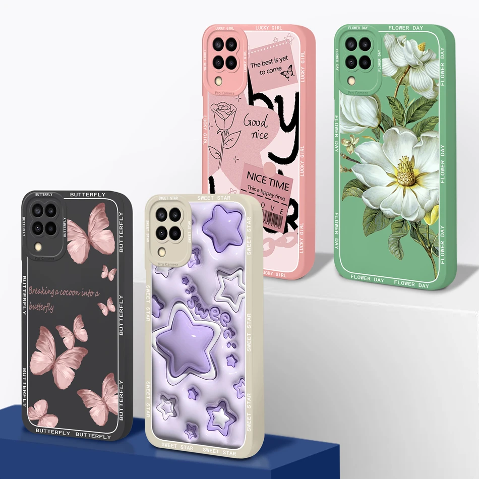 Funda de teléfono para Samsung Galaxy A12 M12 F12, protección completa creativa, fundas de silicona líquida suave y lisa, funda trasera para Samsung A 12