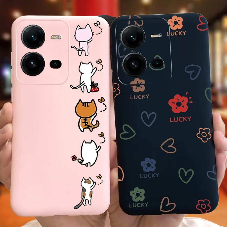 Para Vivo V25 funda de teléfono con diseño encantador funda de silicona suave TPU para Vivo V25 V 25 5G 2022 carcasas de teléfono de gelatina de Color caramelo - imagen 4