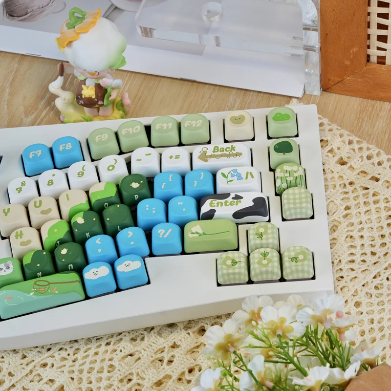 130 teclas Green Park 5 sublimación de tinte lateral PBT Keycap MOA perfil personalizado lindo Keycaps para interruptores Cherry MX Teclado mecánico - imagen 5