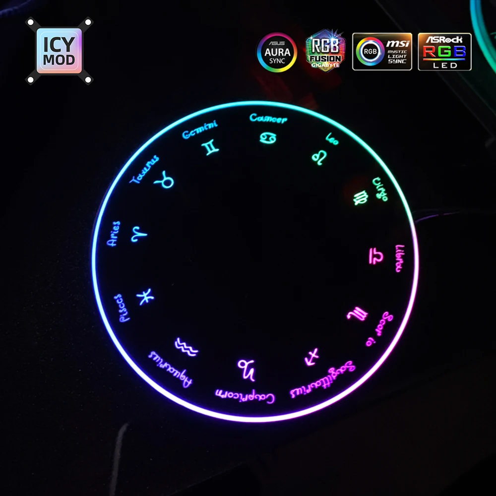 RGB figura inferior PC caja iluminación círculo juguete Base A-RGB chasis Panel 5V3Pin sincronización AURA Gamers MOD ARGB placa personalizable DIY - imagen 4