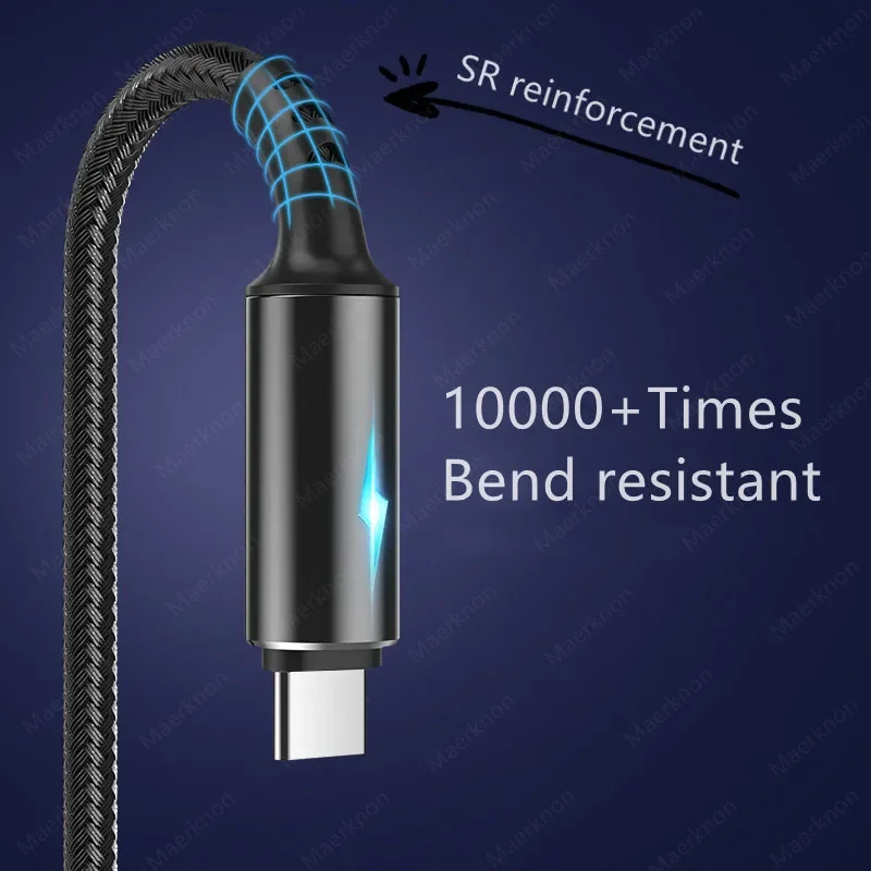 Cable USB tipo C 5A, Cable de datos para cargador de teléfono Micro USB de carga rápida para Samsung, Xiaomi, Huawei, Oneplus, Cable USB C de carga rápida - imagen 3