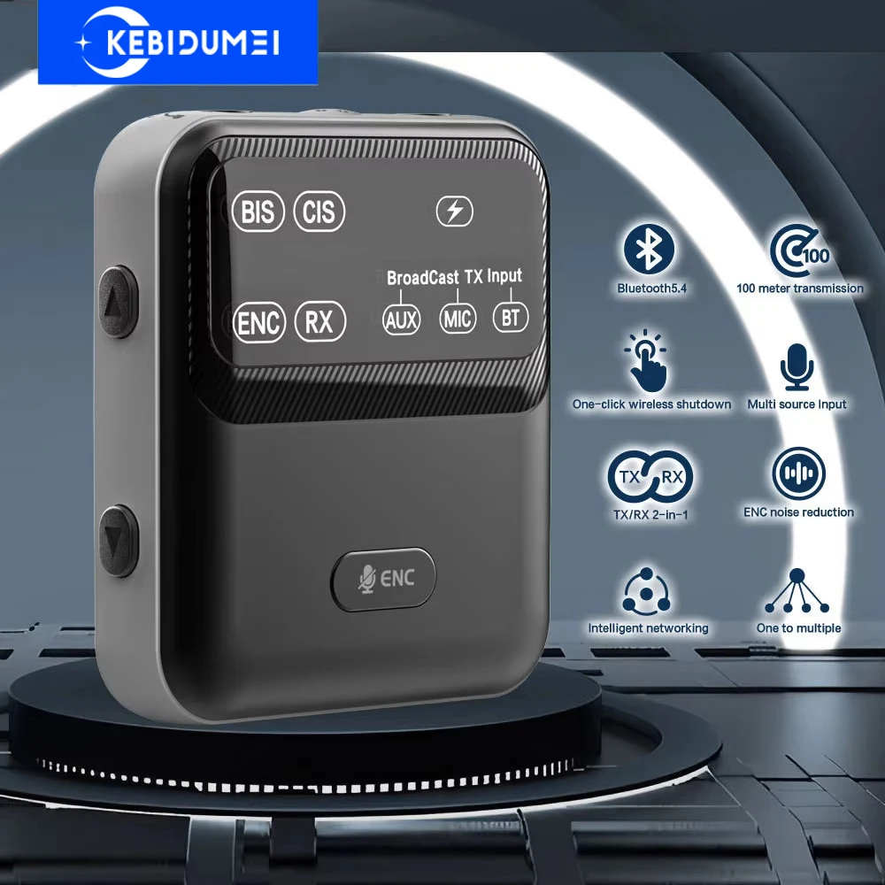 Transmisor receptor de Audio 3 en 1 AAC LC3 Bluetooth 5,4 ENC transmisión inalámbrica adaptador de Audio de 3,5mm para auriculares altavoz