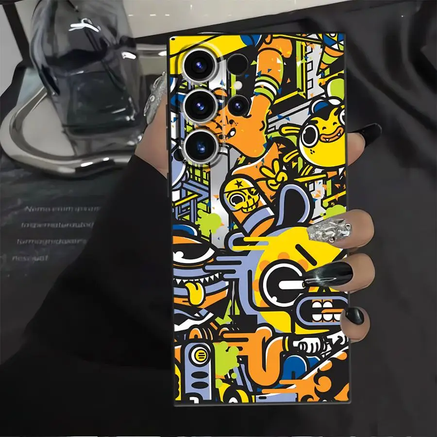 Funda Monster Graffiti de moda para Samsung Galaxy S21 FE S20 S23 Ultra S24 Plus S25 Edge, funda suave negra para teléfono - imagen 3