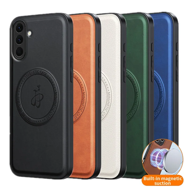 Funda magnética de carga inalámbrica de cuero PU para Samsung Galaxy A17 A07 A56 A36 A26 A16 5G A55 A35 funda protectora Coque