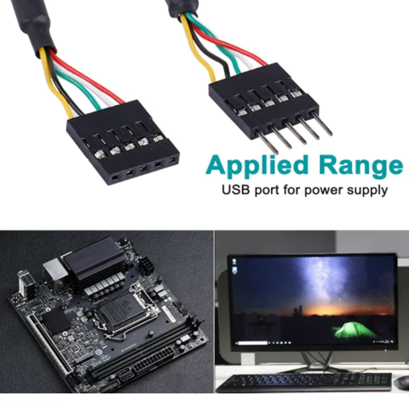 Cable de extensión de cabezal USB IDC de 5 pines, Cable de cabecera de placa base macho a hembra de 5 pines Dupont 2,54 para puertos USB, tarjetas de expansión - imagen 4