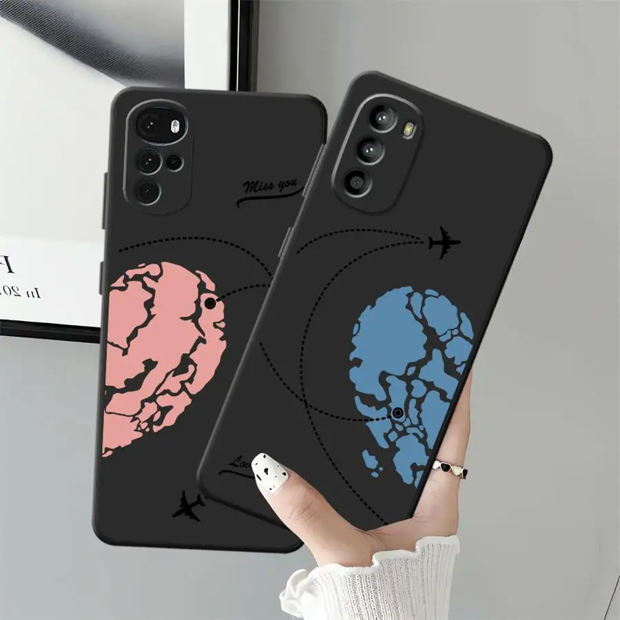 Funda de teléfono suave negra estilo pareja para Motorola Mot G53 G30 G71 G51 G73 G32 G22 Edge40 G50 G52 G60s G60 Edge 20 Pro - imagen 3