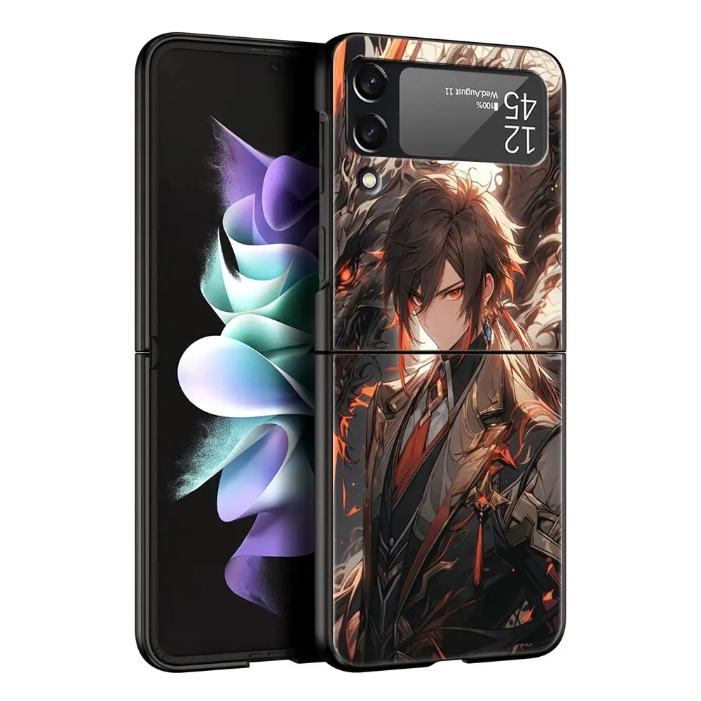 Funda de teléfono Genshin impact dragon Zhongli para Samsung Z Flip3 Flip4 Flip5, carcasa de PC para Z Flip 3 4 5, carcasa dura plegable - imagen 5
