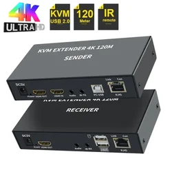 Extensor HDMI KVM 4K 120 m sobre Cat5e/6 RJ45 con USB Audio e IR