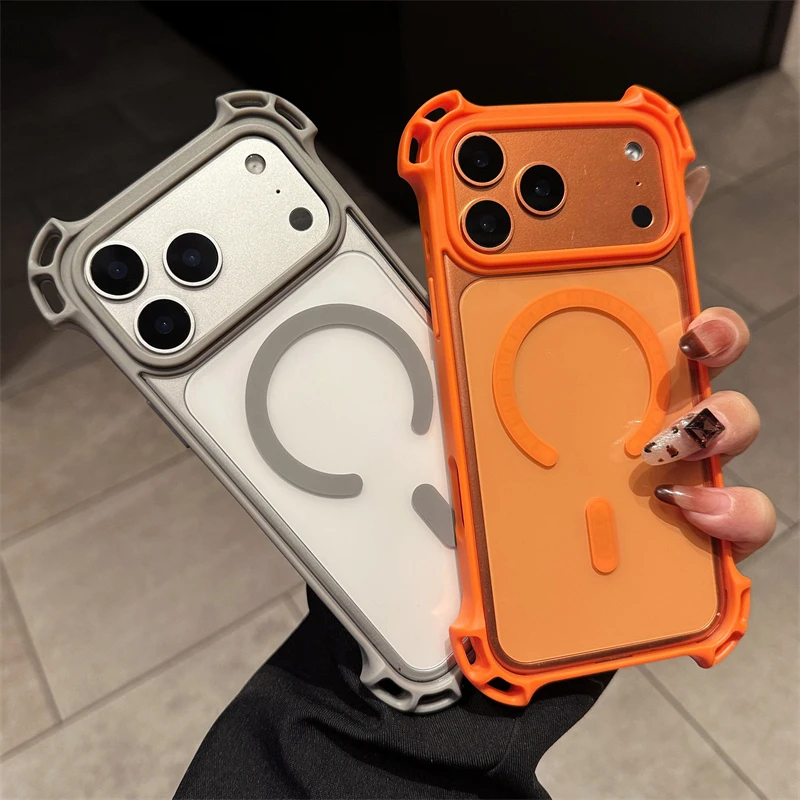Funda transparente magnética con parachoques a prueba de golpes de cuatro esquinas para iPhone 17 16 14 15 13 12 Pro Max Plus 11 para cubierta de carga inalámbrica Magsafe - imagen 2