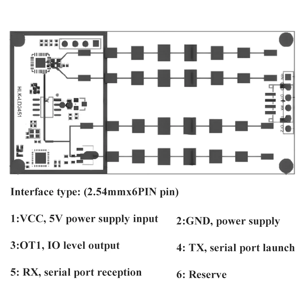 Sensor de distancia LD2451, módulo de detección Azimut de velocidad de distancia de Radar de 24GHz, fuente de alimentación de 5V para conducción inteligente de vehículos - imagen 4
