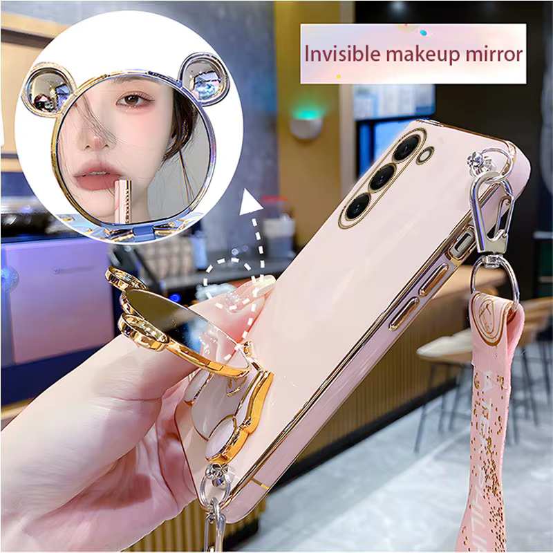 Funda de lujo con correa de oso para Samsung Galaxy, funda con cordón para Samsung Galaxy S21, S20, S22, S23, S10, S9, S8, Note 10, 20 Plus, Ultra S21, S20, S23 FE - imagen 5