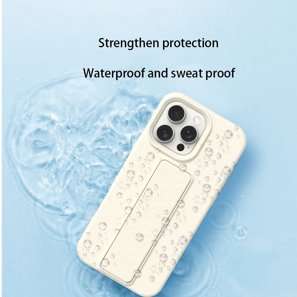 Funda de teléfono con soporte plegable invisible de silicona suave líquida para Apple iPhone 16 15 14 Plus 13 12 11 Pro Max cubierta a prueba de golpes - imagen 4