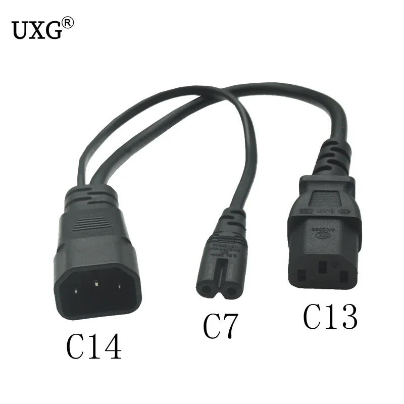 IEC320 C14 C8 a 2X C7 C5 C13 Y Cable de alimentación de CA dividido, figura IEC 8 macho a 2 hembra 1 en 2 salidas Cable de alimentación de CA 30 cm negro - imagen 4