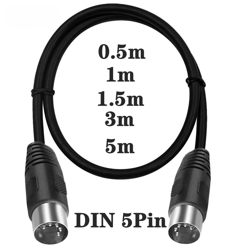 0,5 m 1m 1,5 m 3M 5m 90 grados MIDI DIN 5PIN macho a macho enchufe 5 pines DIN extensión de Audio Cable macho din-5pin M/M Cable