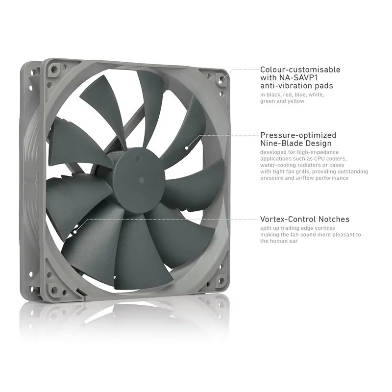 Noctua-ventilador de refrigeración para chasis de NF-P14S, 14cm, bajo ruido, SSO, opción de valor de rodamiento para entusiastas - imagen 3