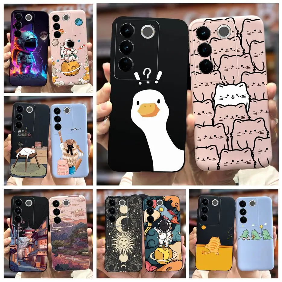 Funda de silicona blanda para Vivo V27 Pro V 27 V27e V2237, bonita funda pintada a la moda, bolsas traseras
