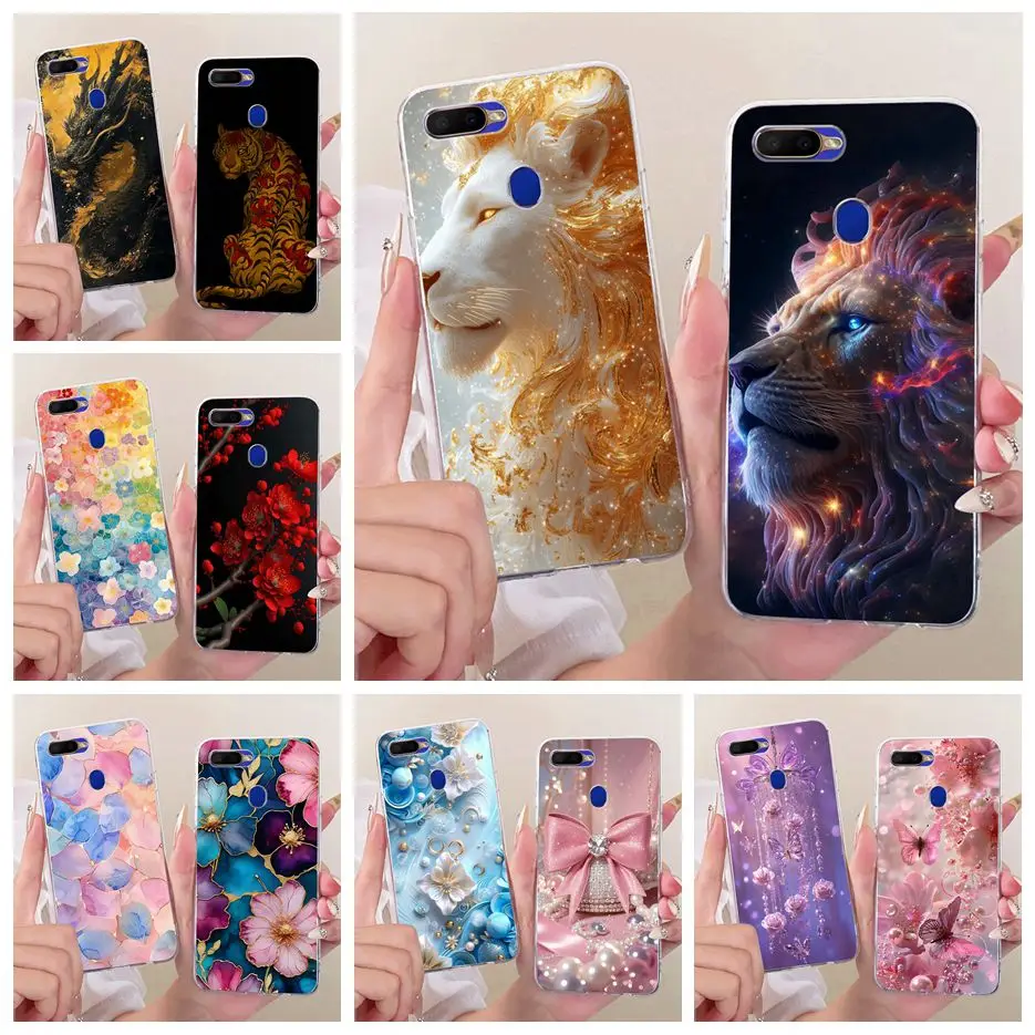 Para Oppo A5s funda Oppo AX5s lindo León moda cubierta pintada funda de silicona suave para Oppo A12 A7 AX7 OppoA7 OppoA12 OppoA5s Fundas