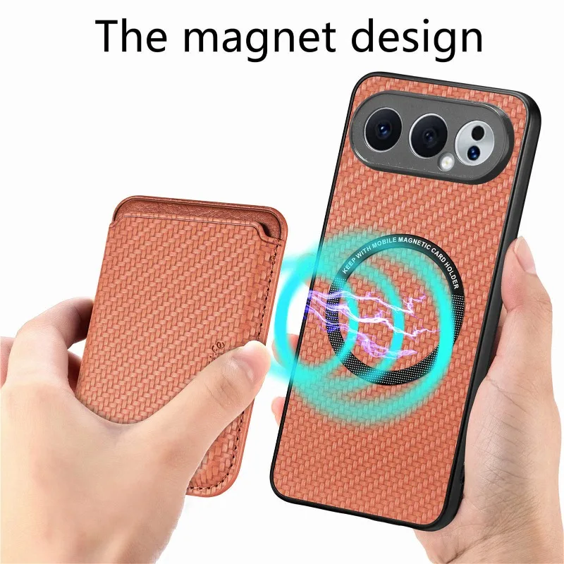 Para Honor 500 Pro fundas para Magsafe cartera tarjetero cubierta para Honor500 500Pro ranura para tarjeta magnética funda de teléfono de fibra de carbono