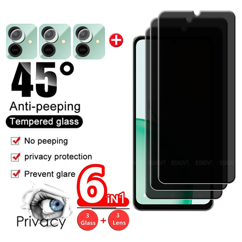 6 en 1 para Huawei Honor Play 10 Glass Honor Play 10 Protector de vidrio templado 9H Protector de pantalla de privacidad antiespía Honor Play 10
