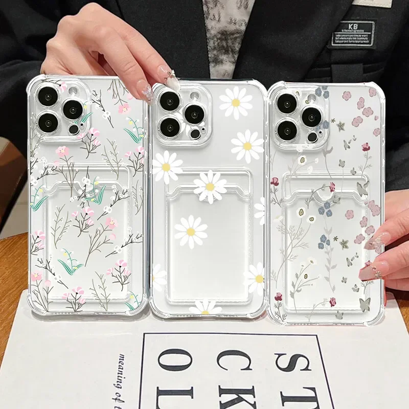 Sorriso Margarita flor cartera tarjetero funda, soporte para Xiaomi Redmi Note 13 12 Pro 5G 8 9 10 11 Pro 12S 11S 13C 10C 12C 9A 9C A1 A2