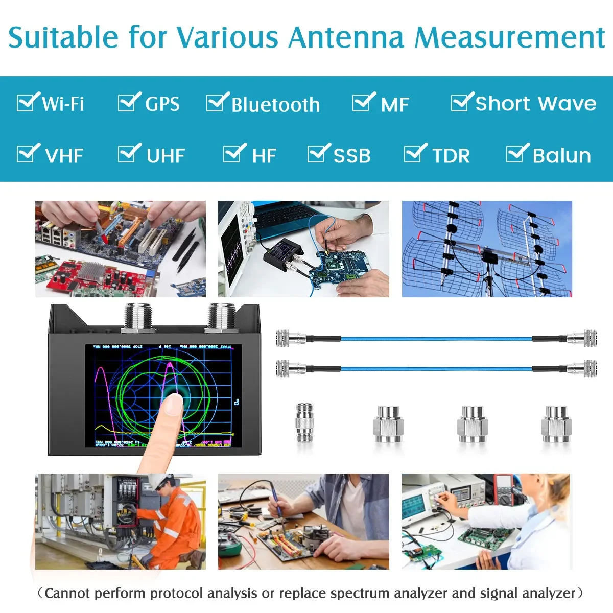 NanoVNA SAA-2N VNA Analizador de antena Caja de metal Pantalla de 4 pulgadas 50KHz -3GHz Analizador de red vectorial HF VHF UHF Nano VNA 3000mAh - imagen 3