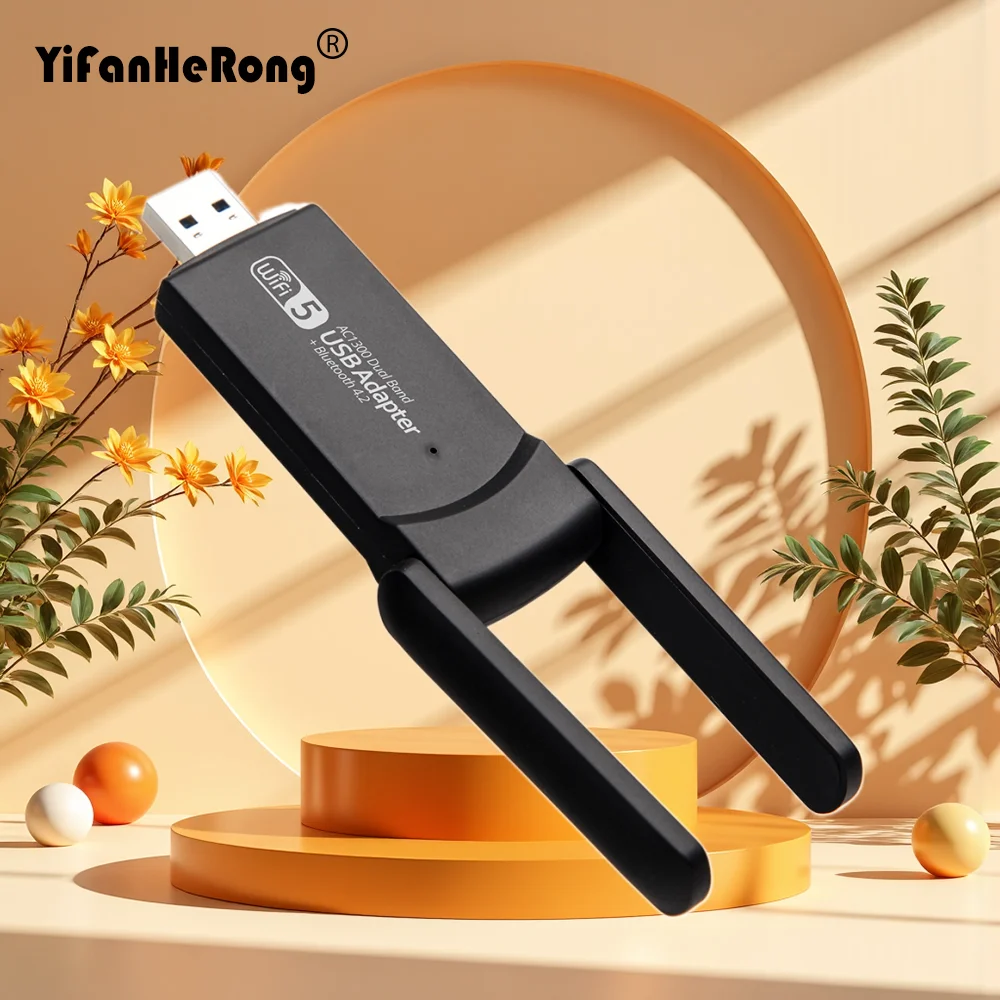 Adaptador BT 4,2 WiFi USB 3,0 de doble banda 2,4 GHz y 5GHz 1300Mbps Wifi Usb para PC de escritorio portátil tarjeta de red receptor inalámbrico