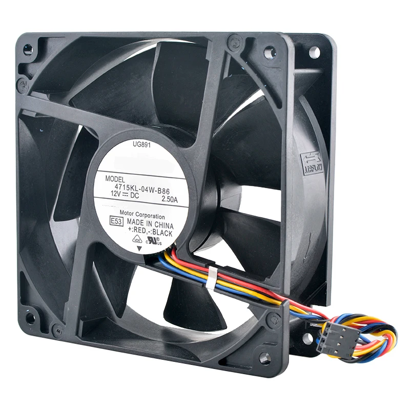 4715KL-04W-B86 12cm 120mm ventilador 120x120x38mm DC12V 2.50A 4 pines ventilador de flujo axial de alta velocidad ventilador de refrigeración para chasis de servidor - imagen 2