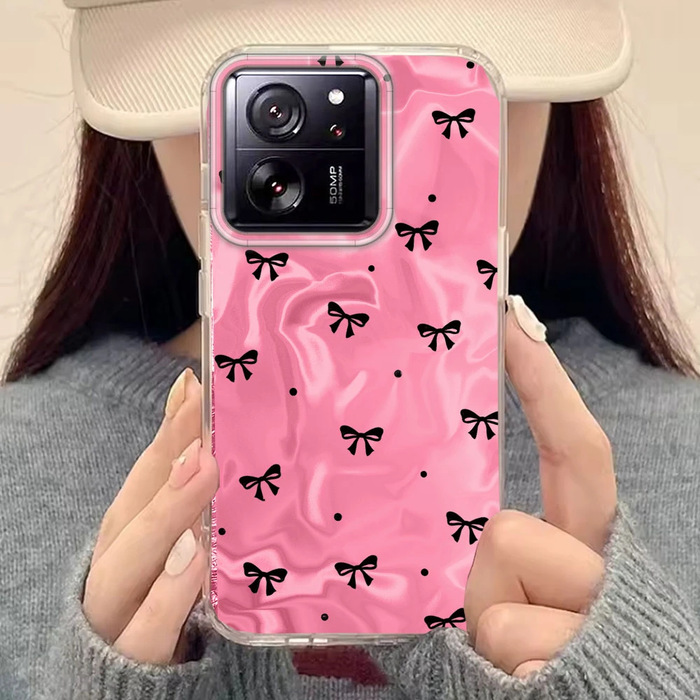 Para Xiaomi 13T 14T Pro 11 Lite Poco X5 X5 X7 X6 M6 Pro funda de teléfono negro Bowknot Circular puntos mujeres carcasa protectora Fundas - imagen 5