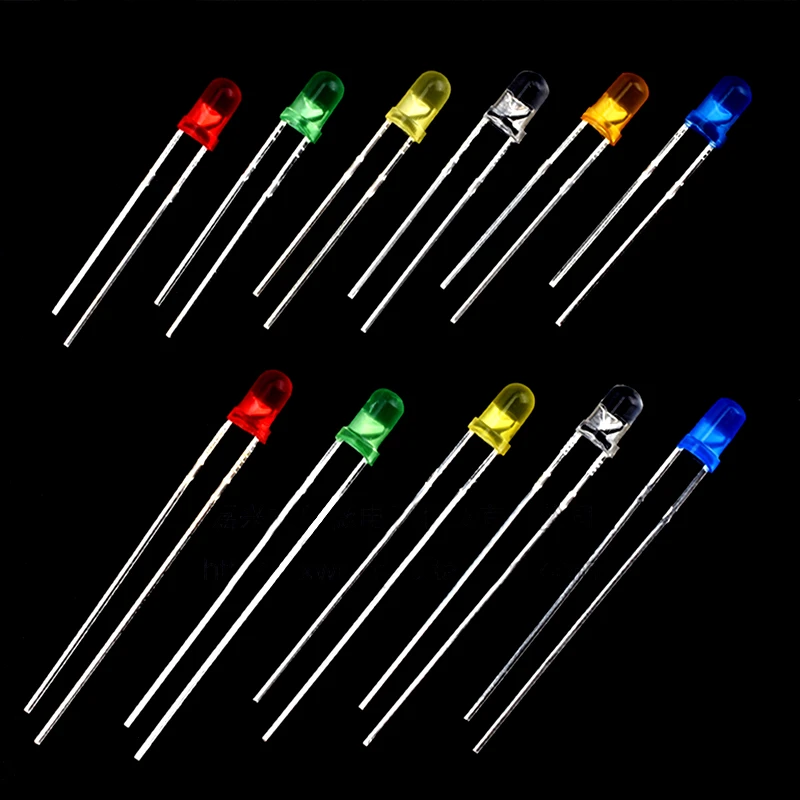 Diodo emisor de luz Led de 3mm y 5mm, de pelo rojo Luminotron/verde, verde/azul/amarillo/naranja/blanco, 50 unidades por lote - imagen 2
