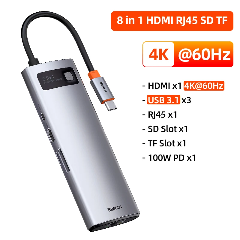 8 in 1 4K60Hz USB3.1